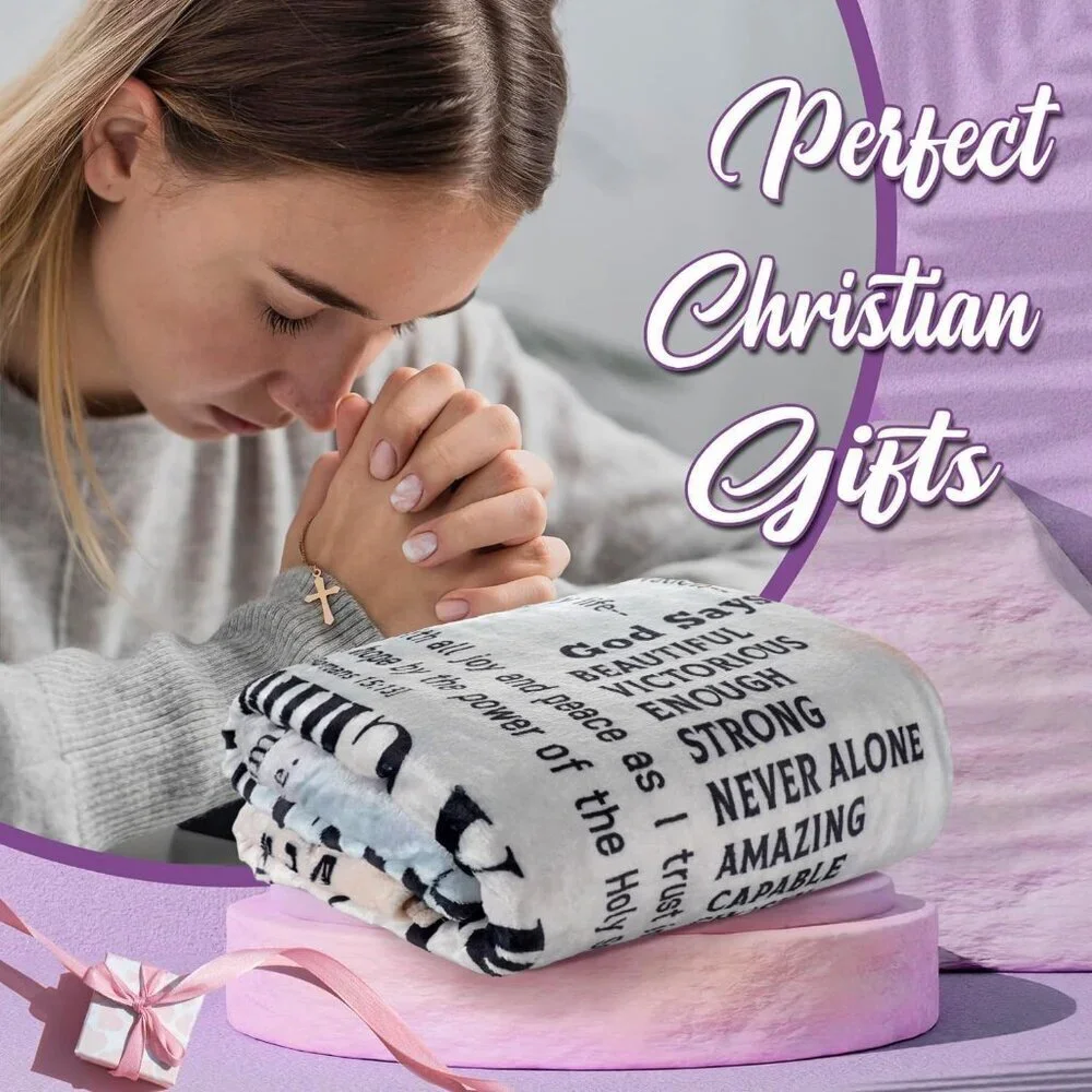 Christian Blanket Flannel 60x50 Faith Scripture Cozy Religious Gift